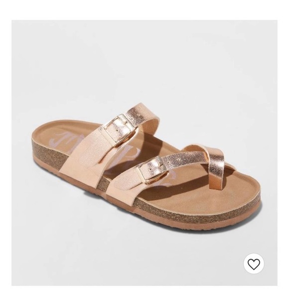 Mad Love Shoes - Mad Love Prudence Footbed Sandals golden Cross Double Band toe strap NWT sz 8